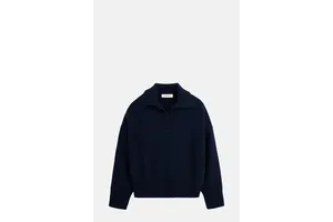 Navy Merino V-Neck Jumper - Dropped Shoulder for OEM