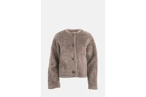 Taupe Faux Fur Jacket - Velvet Lined Boxy Coat for OEM