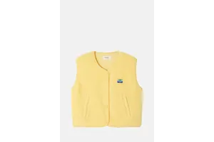 Yellow Polyester Fleece Vest - Padded Boxy Sleeveless Gilet for OEM