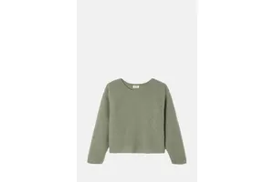 Khaki Alpaca Wool Oversized Knit - Dropped Shoulder Boat Neck Jumper for OEM