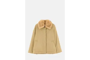 Faux Fur Lined Short Trench Jacket - Cotton Nylon for OEM