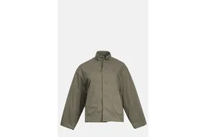 Green Padded Cotton Nylon Jacket - Stand Collar Insulated Coat for OEM