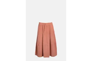 Dusky Pink Corduroy Midi Skirt - Elastic Waist A-Line Skirt for OEM