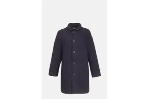 Navy Felted Virgin Wool Jacket - Dropped Shoulder Coat for OEM
