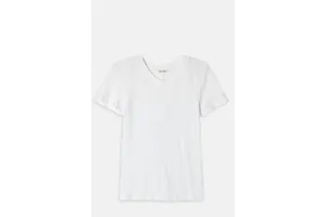 White Cotton Straight Fit Tee - Thick Collar Short Sleeve for OEM