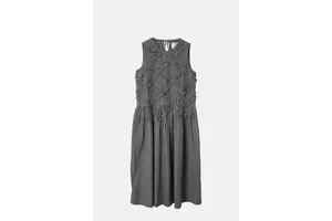 Lyra Check Cotton Poplin Midi Dress - Sleeveless Ruffle Bodice for OEM