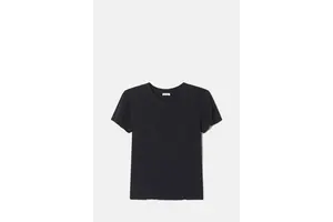 Black Cotton Straight Fit Tee - Thick Collar Short Sleeve for OEM