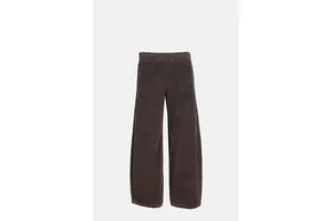 Brown Corduroy Wide Leg Trousers - Elasticated Waist Cotton Pant for OEM