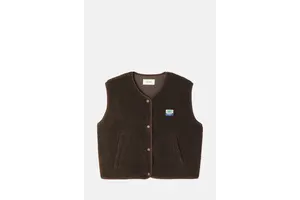 Chestnut Polyester Fleece Vest - Padded Boxy Sleeveless Gilet for OEM
