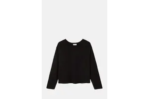 Black Alpaca Wool Oversized Knit - Dropped Shoulder Boat Neck Jumper for OEM