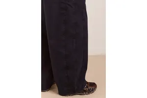 Navy Cotton Twill Barrel Leg Trouser - Elastic Waist Drawstring for OEM