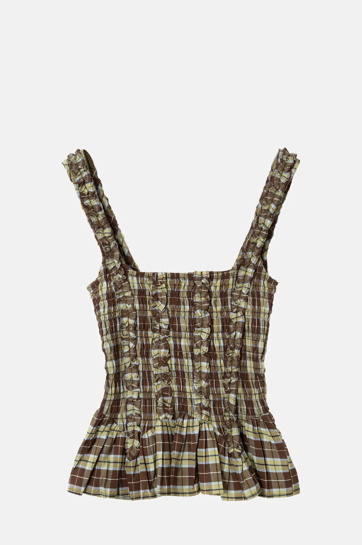 Shirred Square Neck Peplum Cami - OEM
