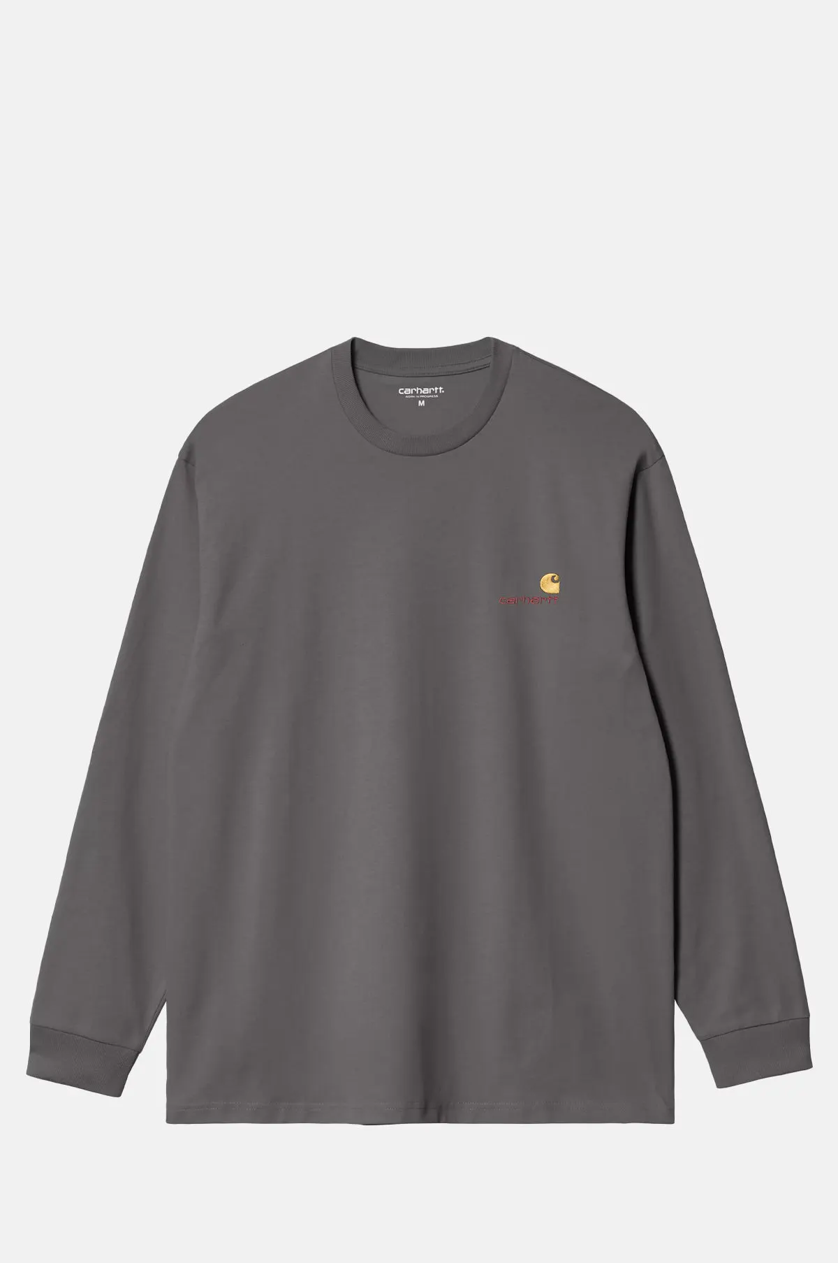 Graphite Long Sleeve Embroidered Organic Cotton T-Shirt - OEM