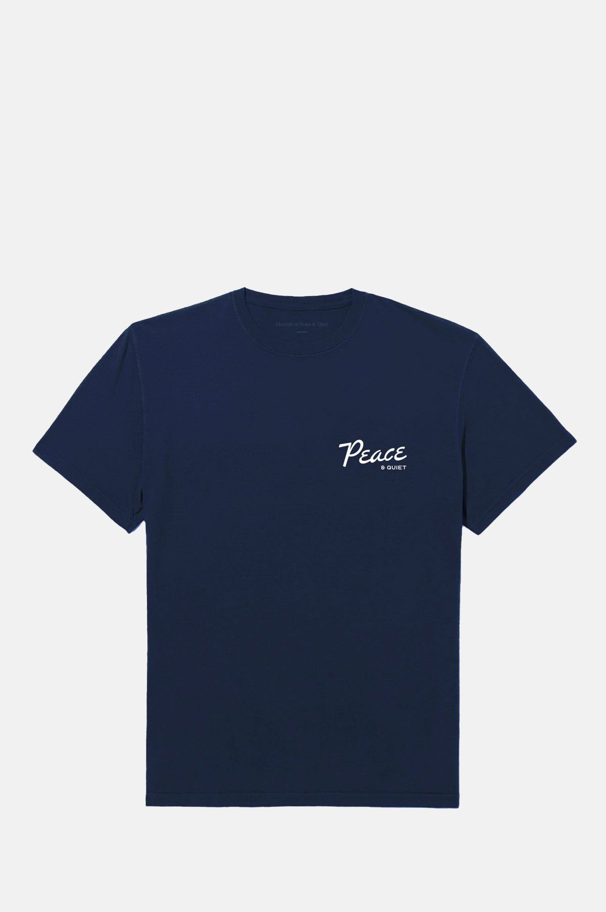 Navy Cotton Crewneck T-Shirt with Chest Graphic Print - OEM