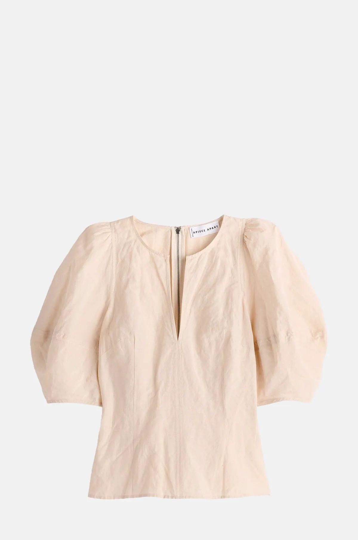 Sculpted Crinkle Lantern Sleeve Cropped Top - OEM
