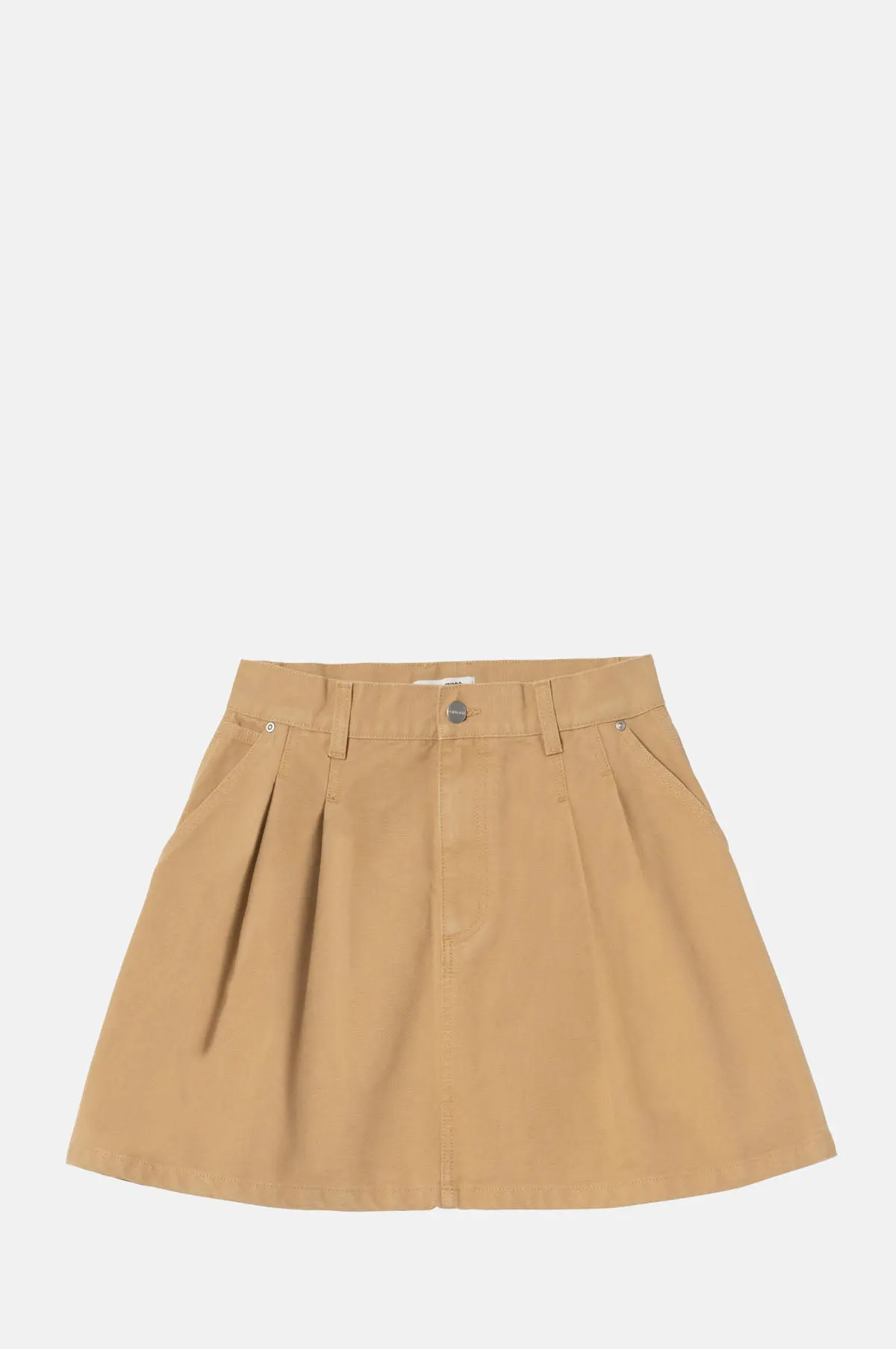 High Waist Pleated Canvas Utility Skirt - OEM