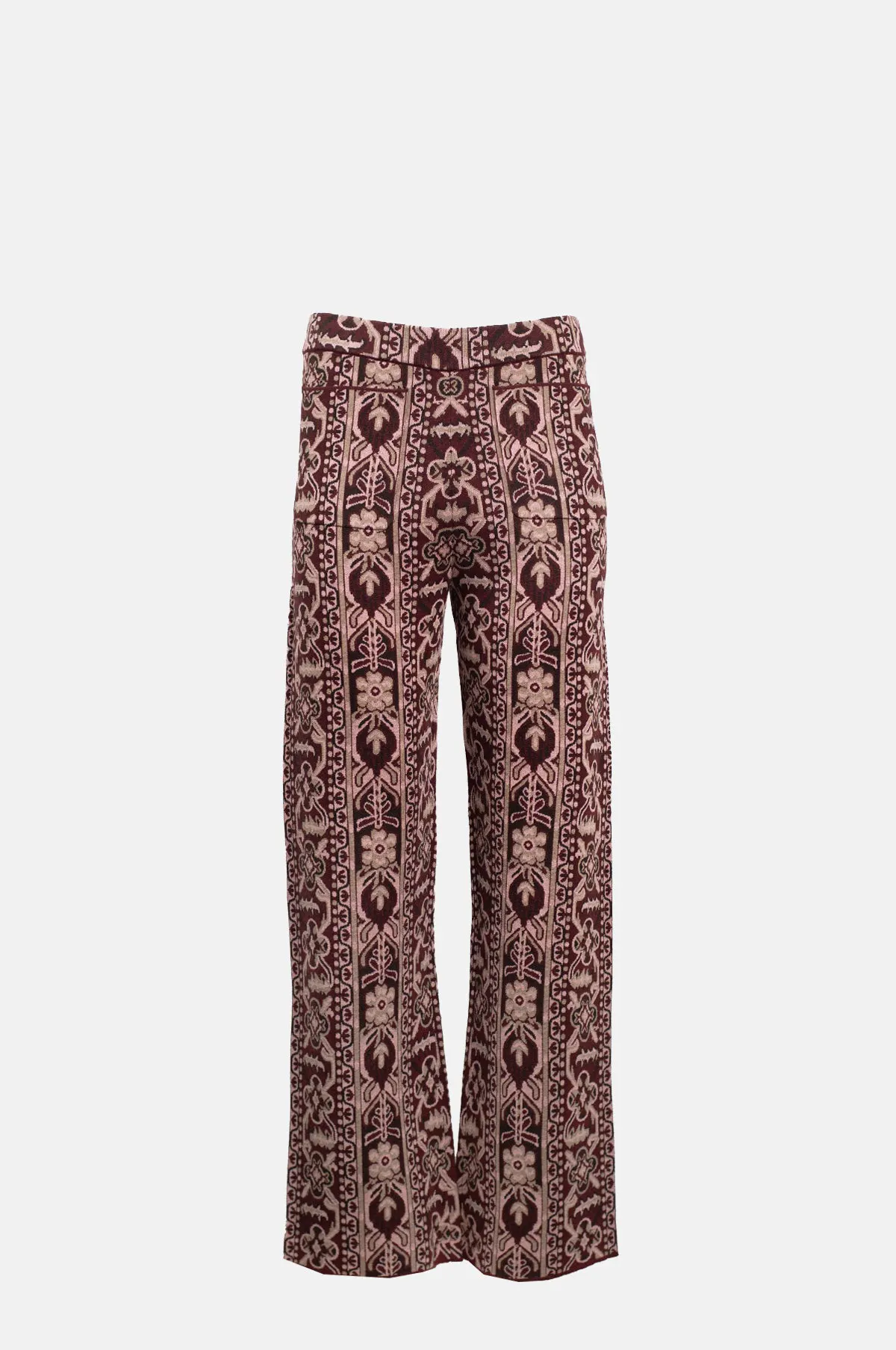 High Waist Wide Leg Printed Wool Blend Trouser - OEM
