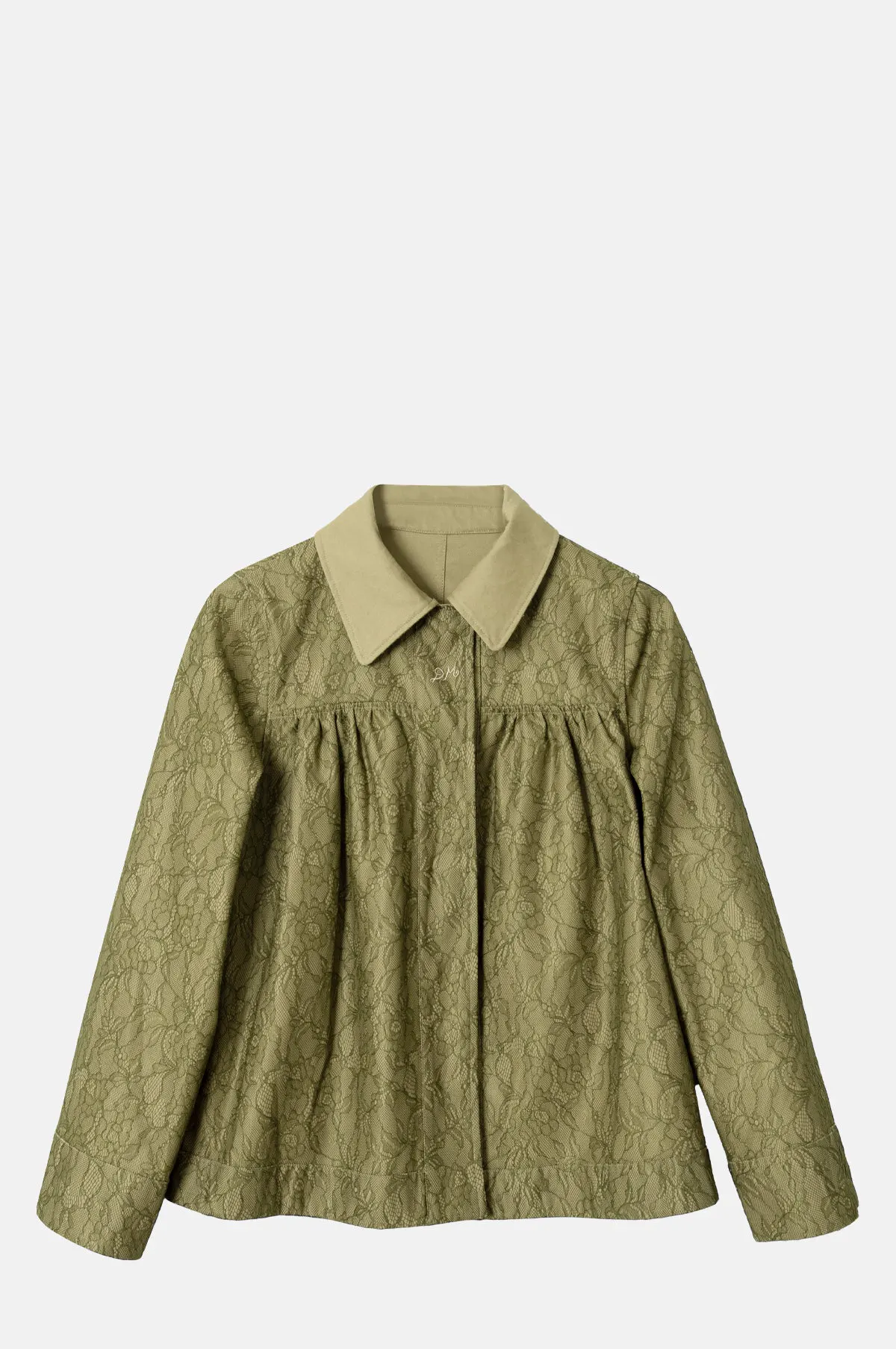 Reversible Lace Collar Cropped Trench Coat - OEM
