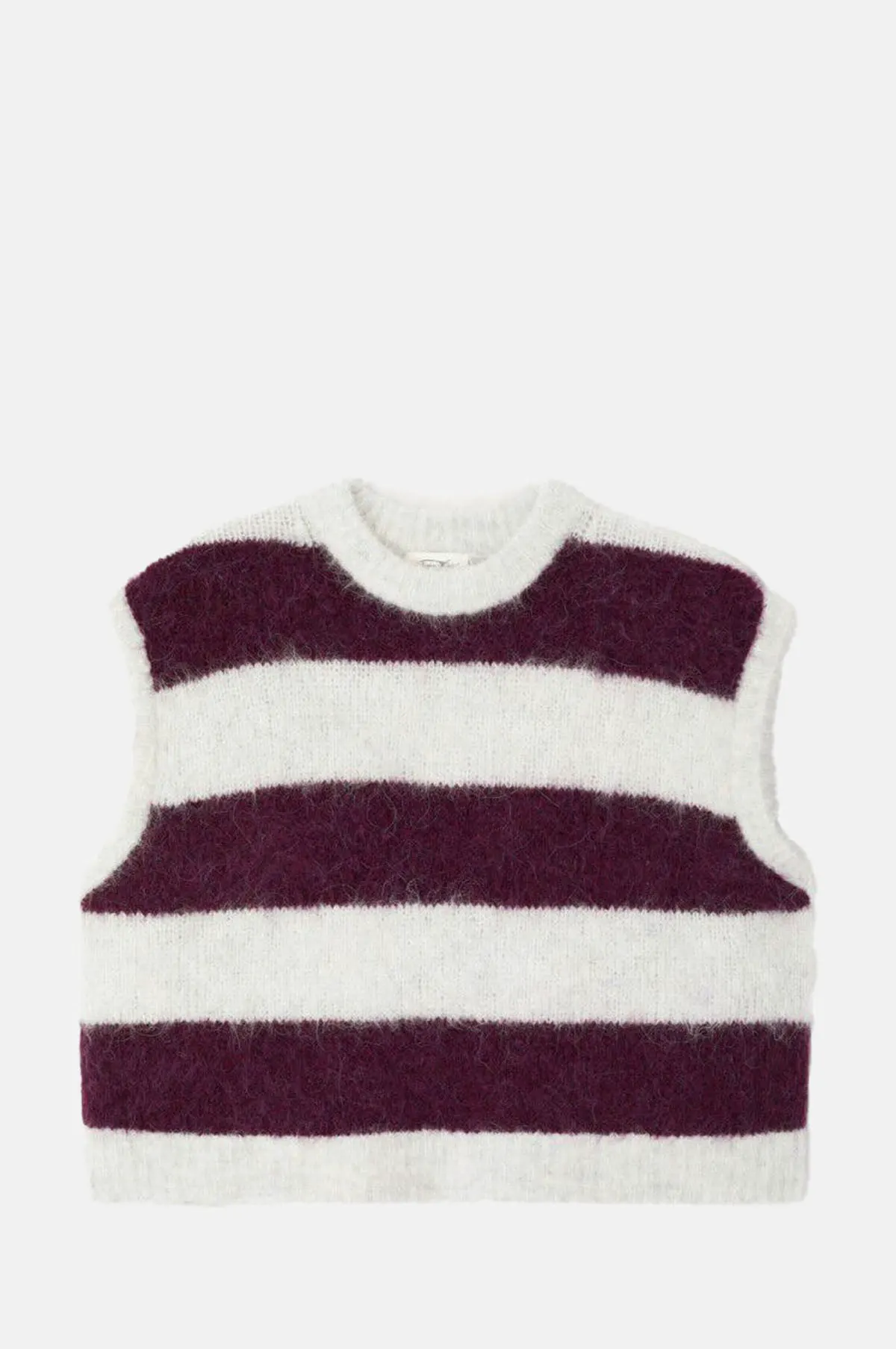 Cranberry Striped Alpaca Blend Sleeveless Vest - OEM