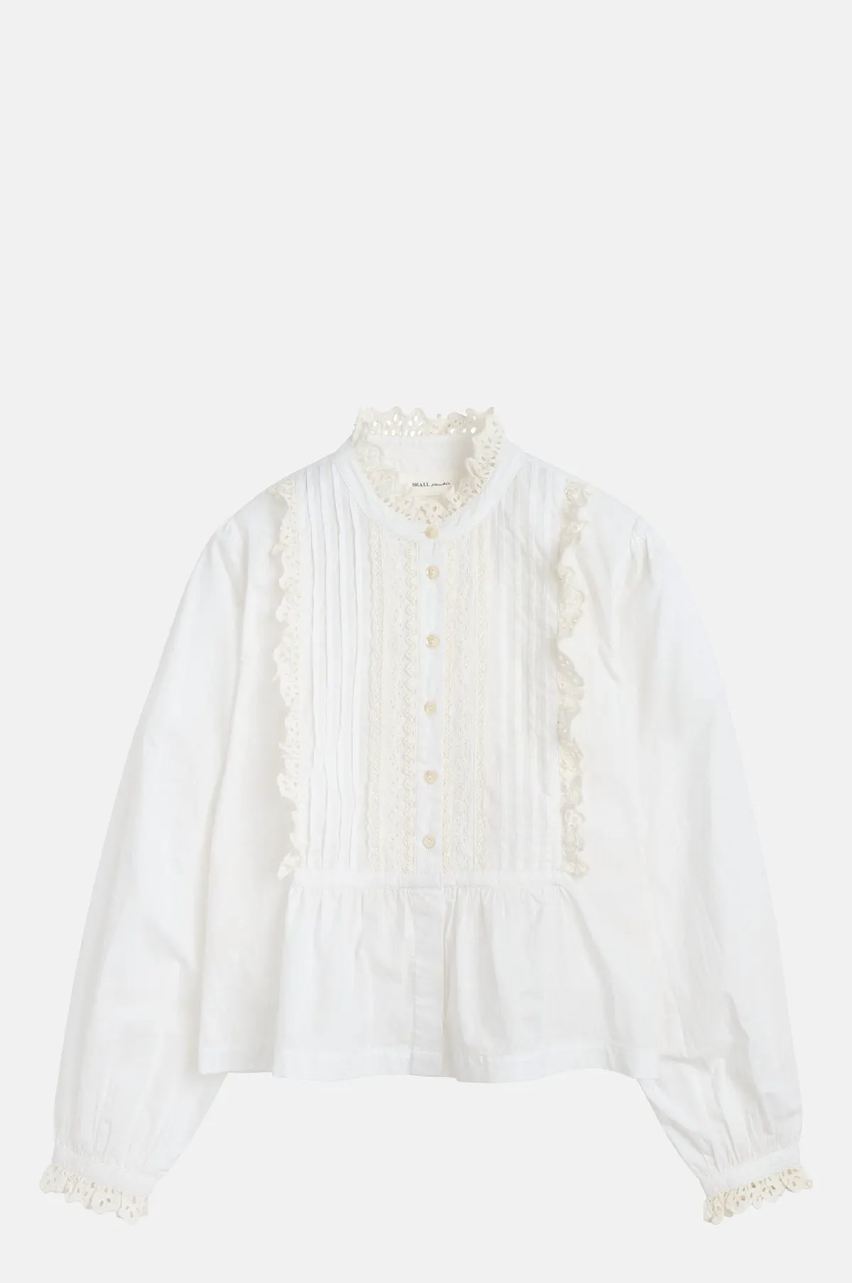 White Organic Cotton Ruffle Bib Shirt - OEM