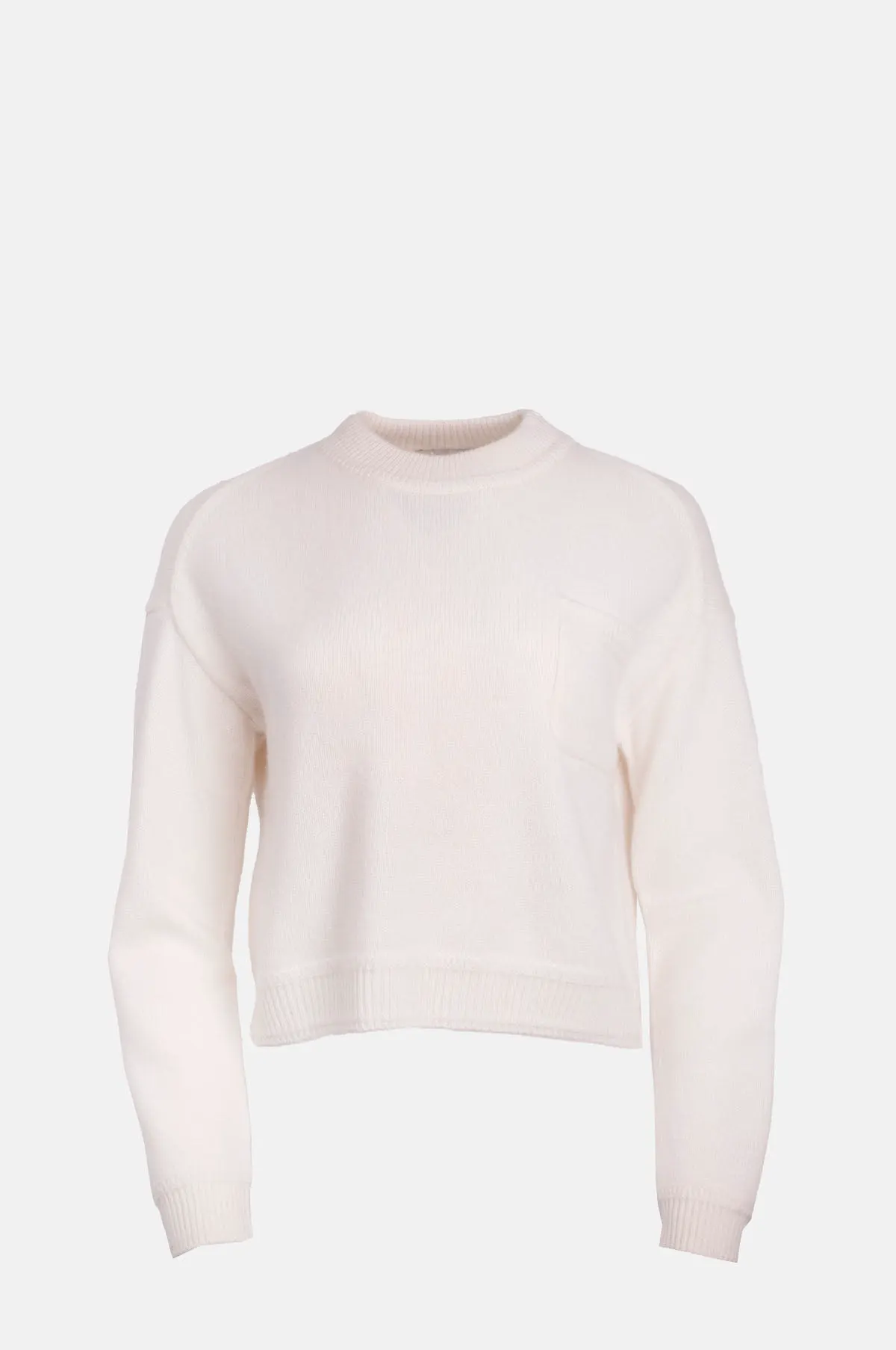 Cream Cashmere Cropped Pocket Turtle Jumper - OEM