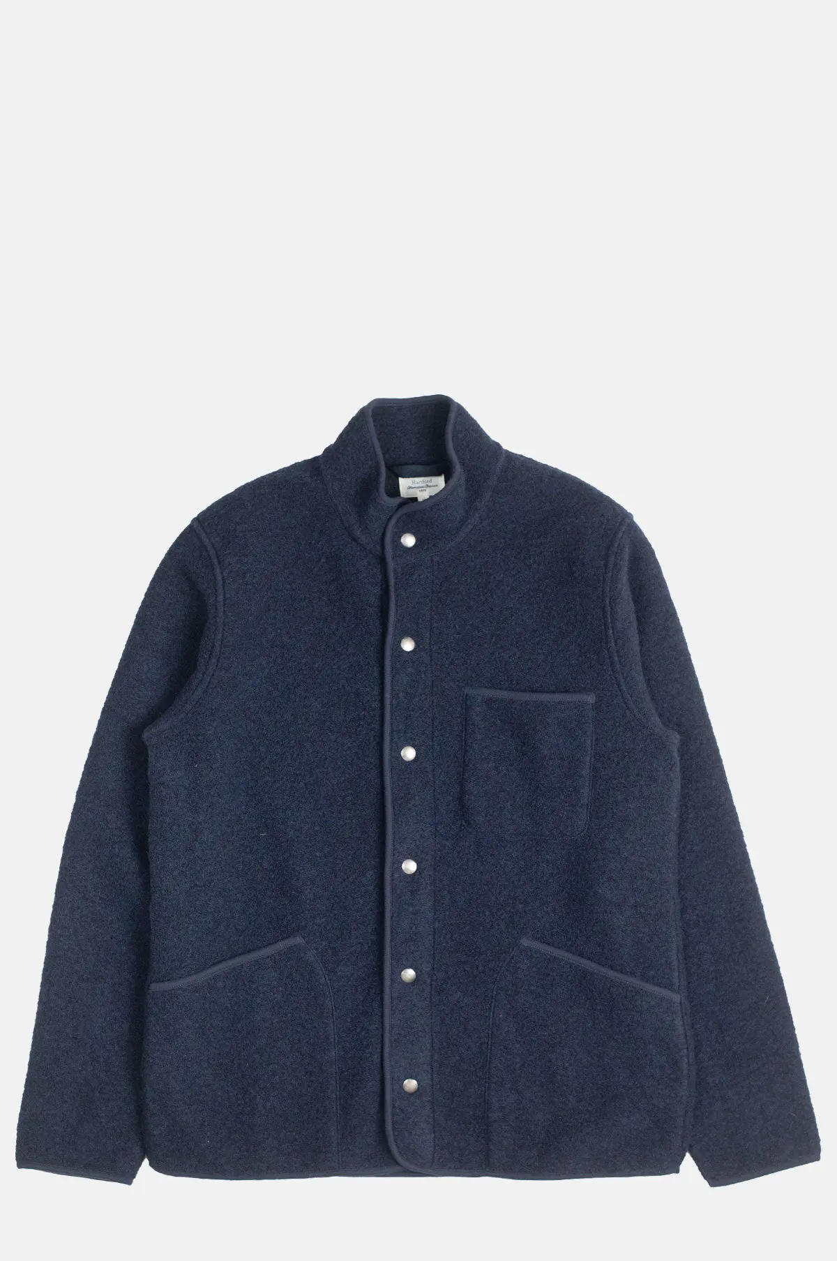 Boiled Wool Knitted Jacket Navy - OEM