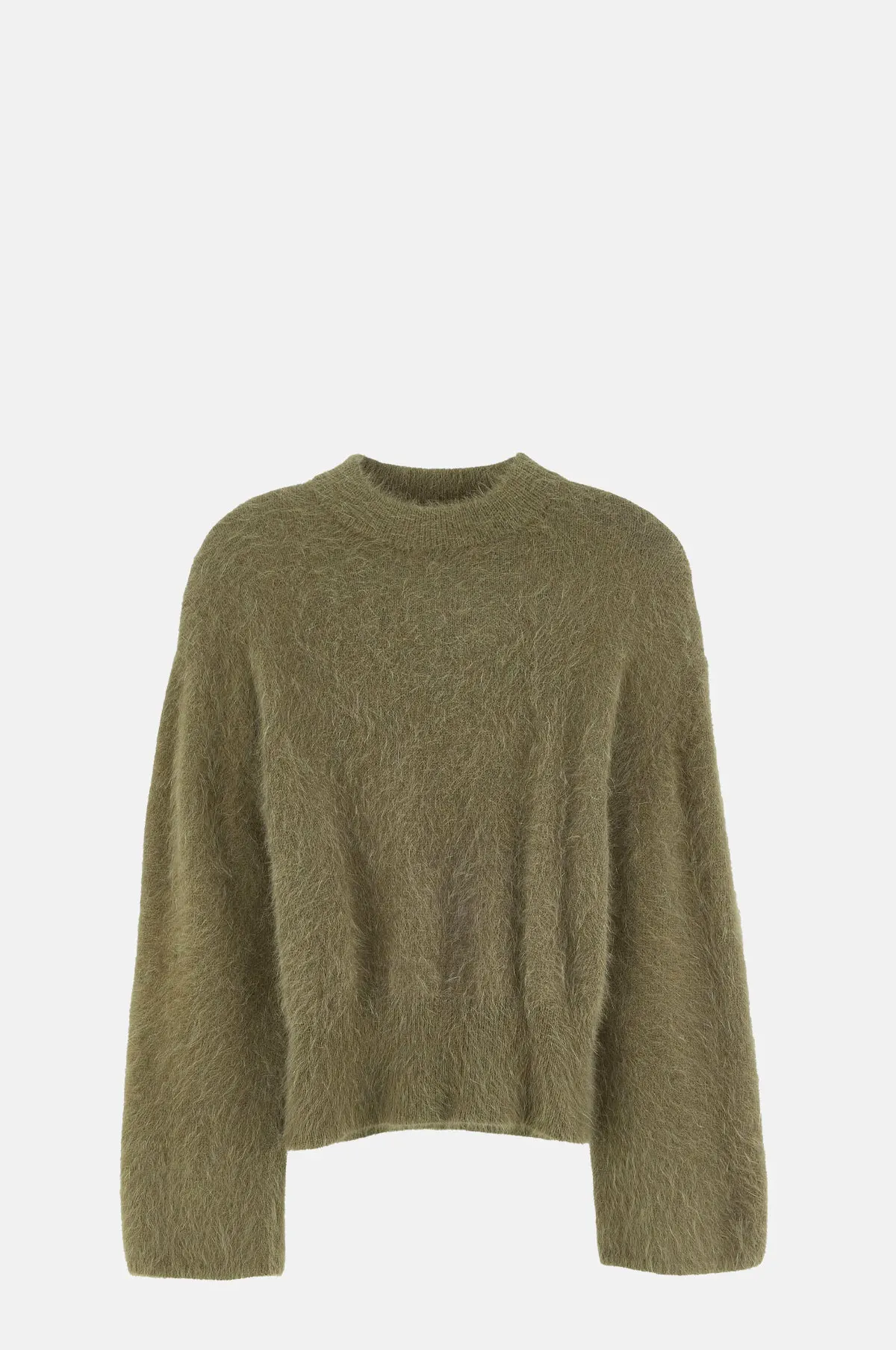 Brushed Angora Blend Knit Olive - OEM