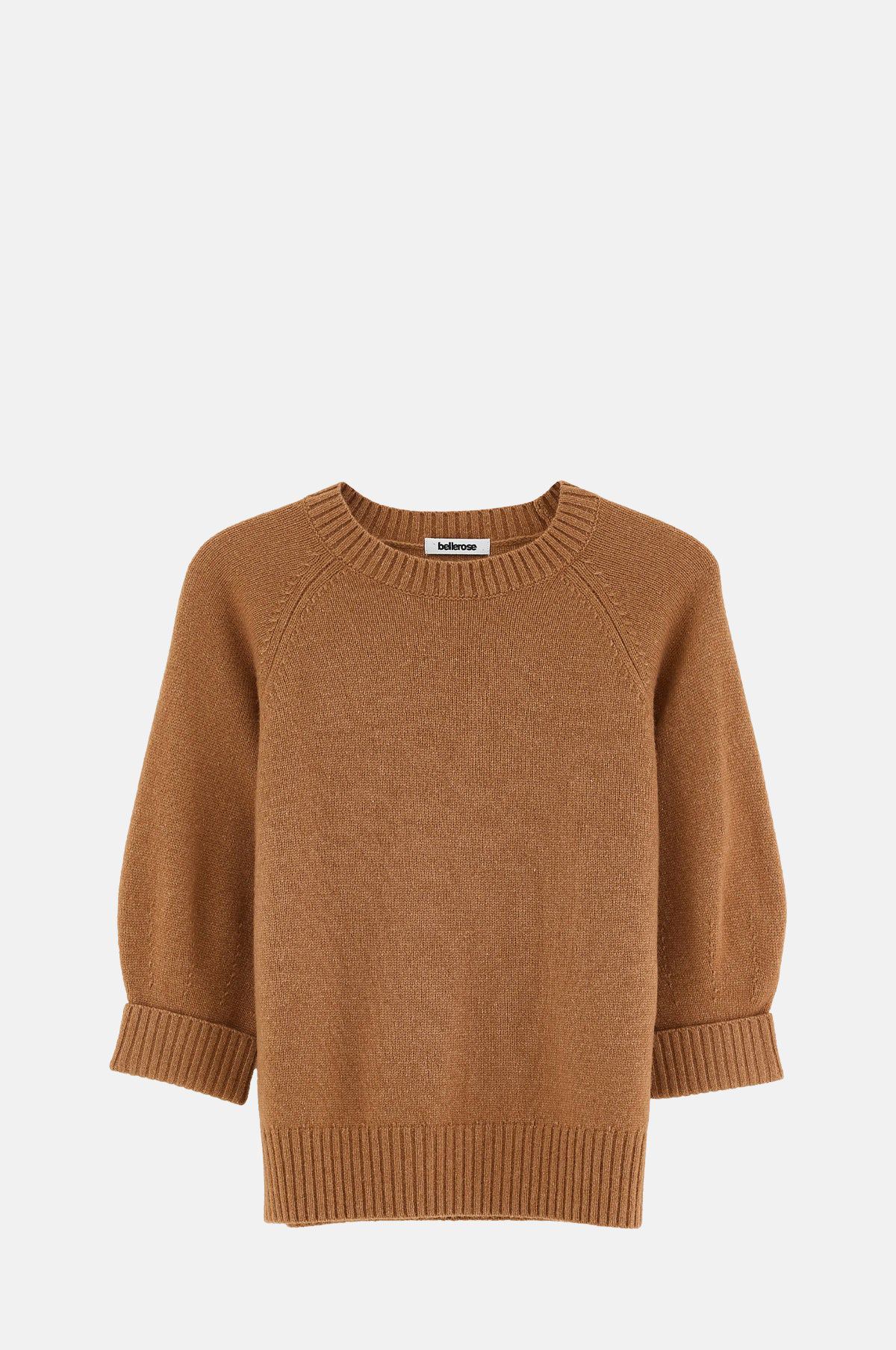 Wool Blend Crew Neck Knit with Balloon Sleeves - OEM