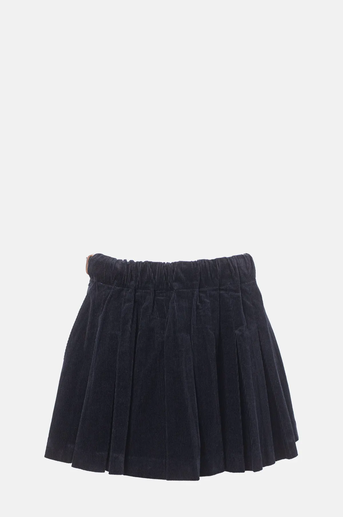 Navy Stretch Corduroy Pleated Mini Skirt - OEM