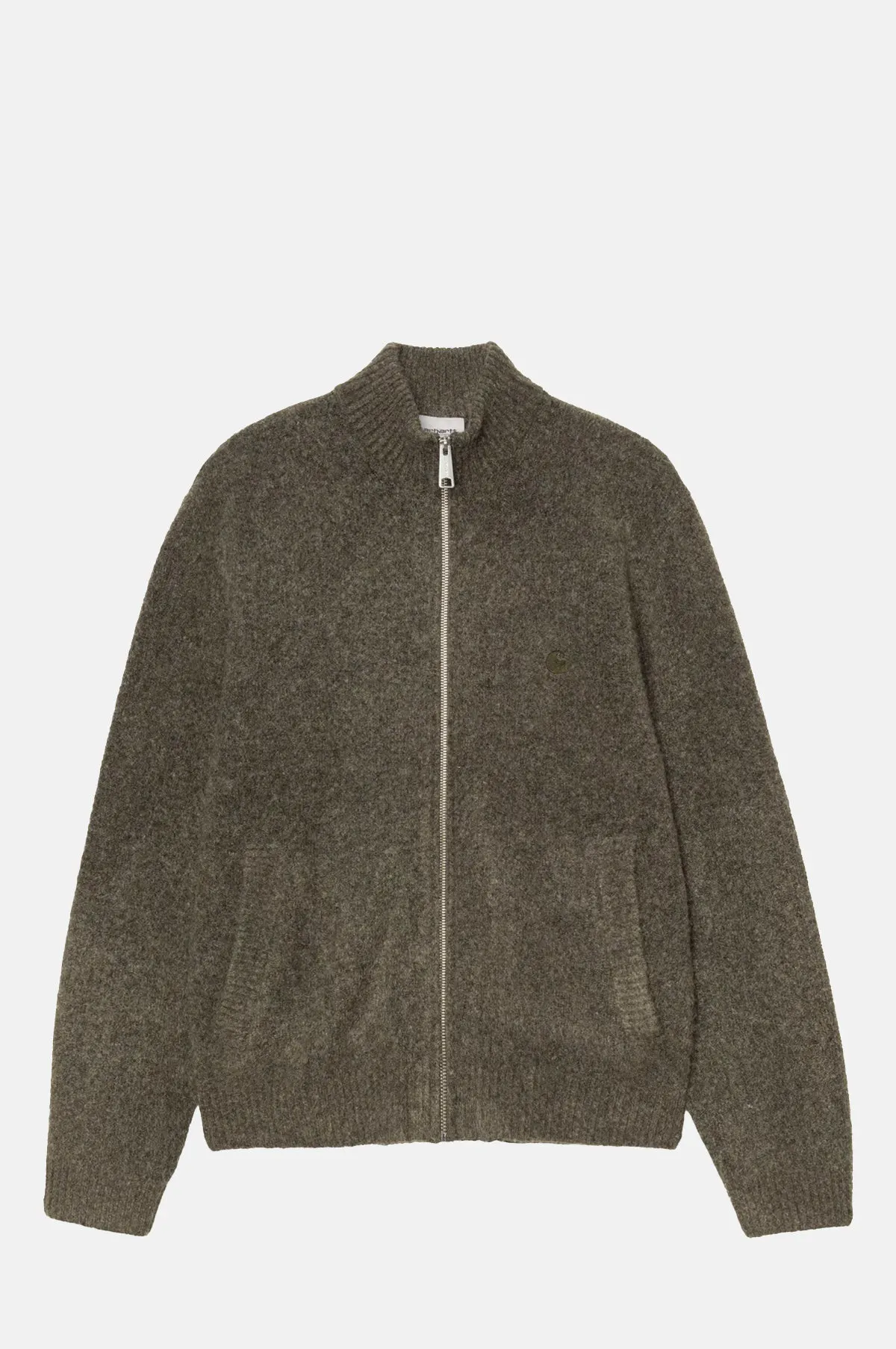 7 Gauge Wool Blend Sweater Jacket with Stand Collar - OEM
