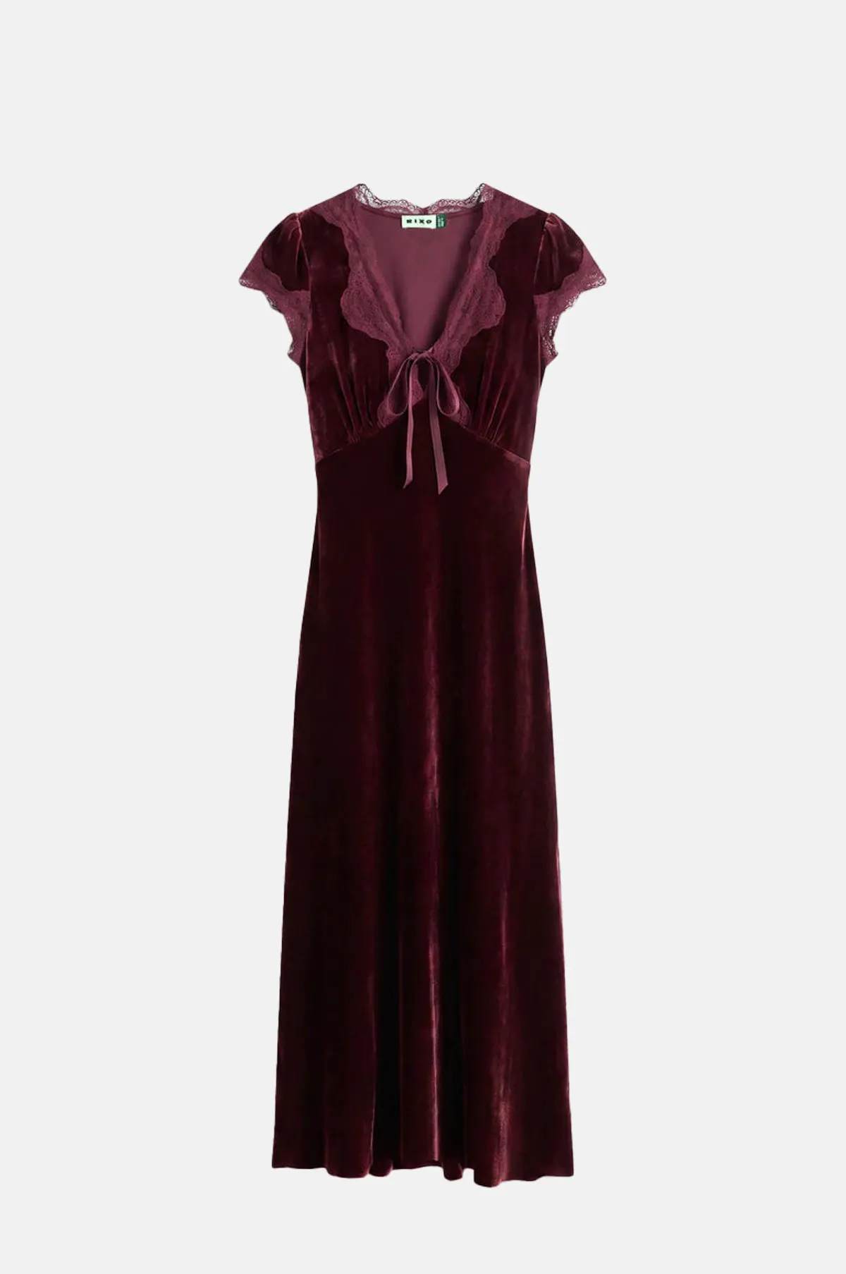 Bias Cut Velvet Empire Waist Midi Dress - OEM