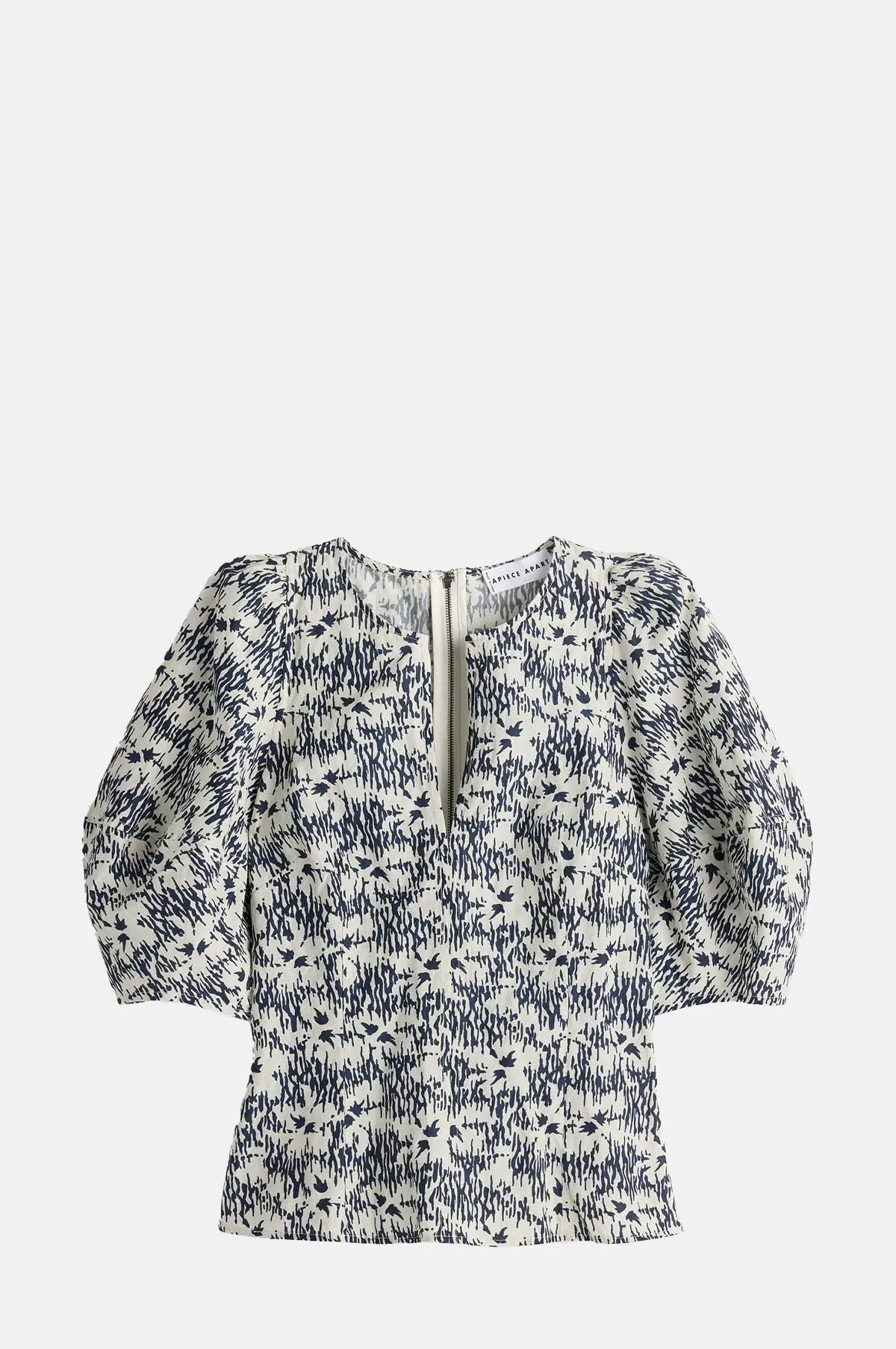 Patterned Cropped Lantern Sleeve Top - OEM