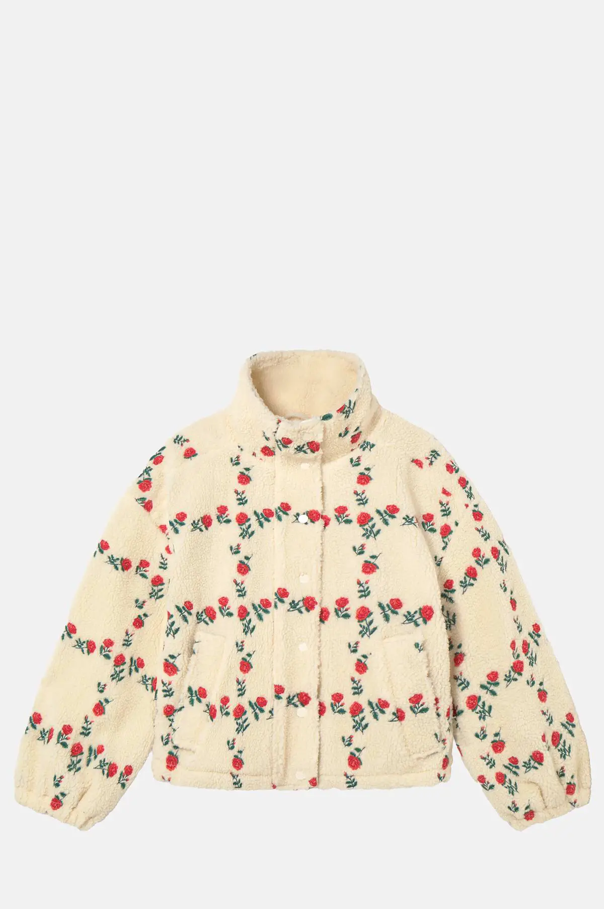 Roses Grid Sherpa Fleece Jacket - OEM