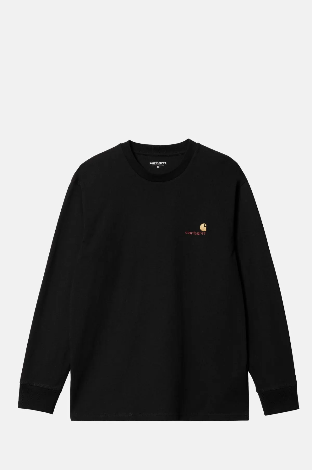 Black Long Sleeve Embroidered Organic Cotton T-Shirt - OEM