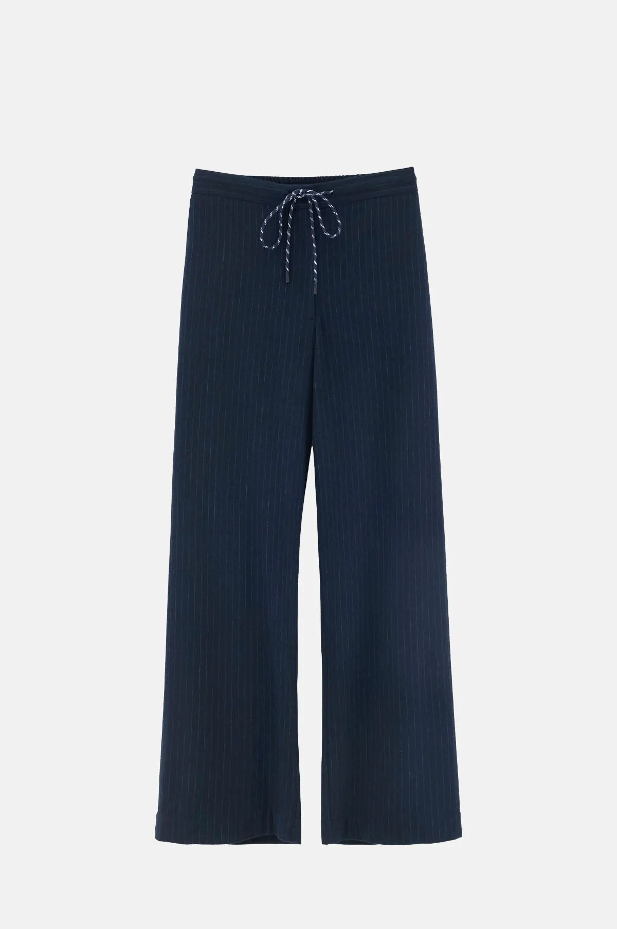 Wool Blend Wide Leg Trouser with Drawstring Waist - OEM