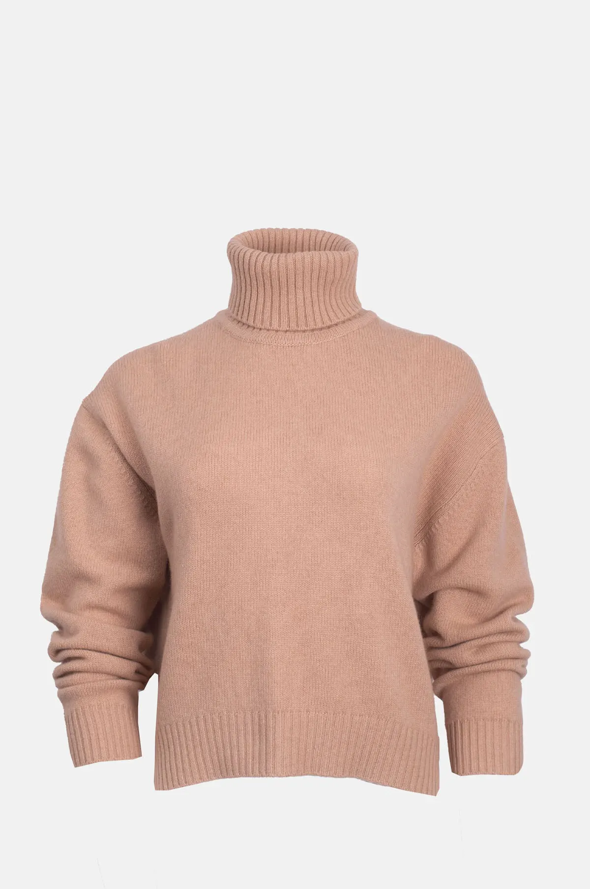 Camel Cashmere Oversized Roll Collar Jumper - OEM
