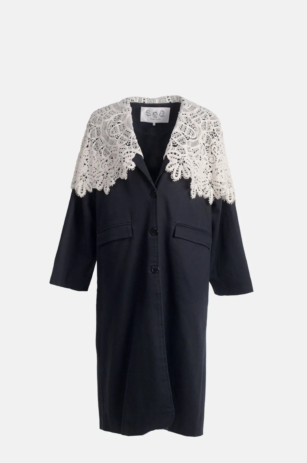 Lace Oversized Long Cotton Coat - OEM