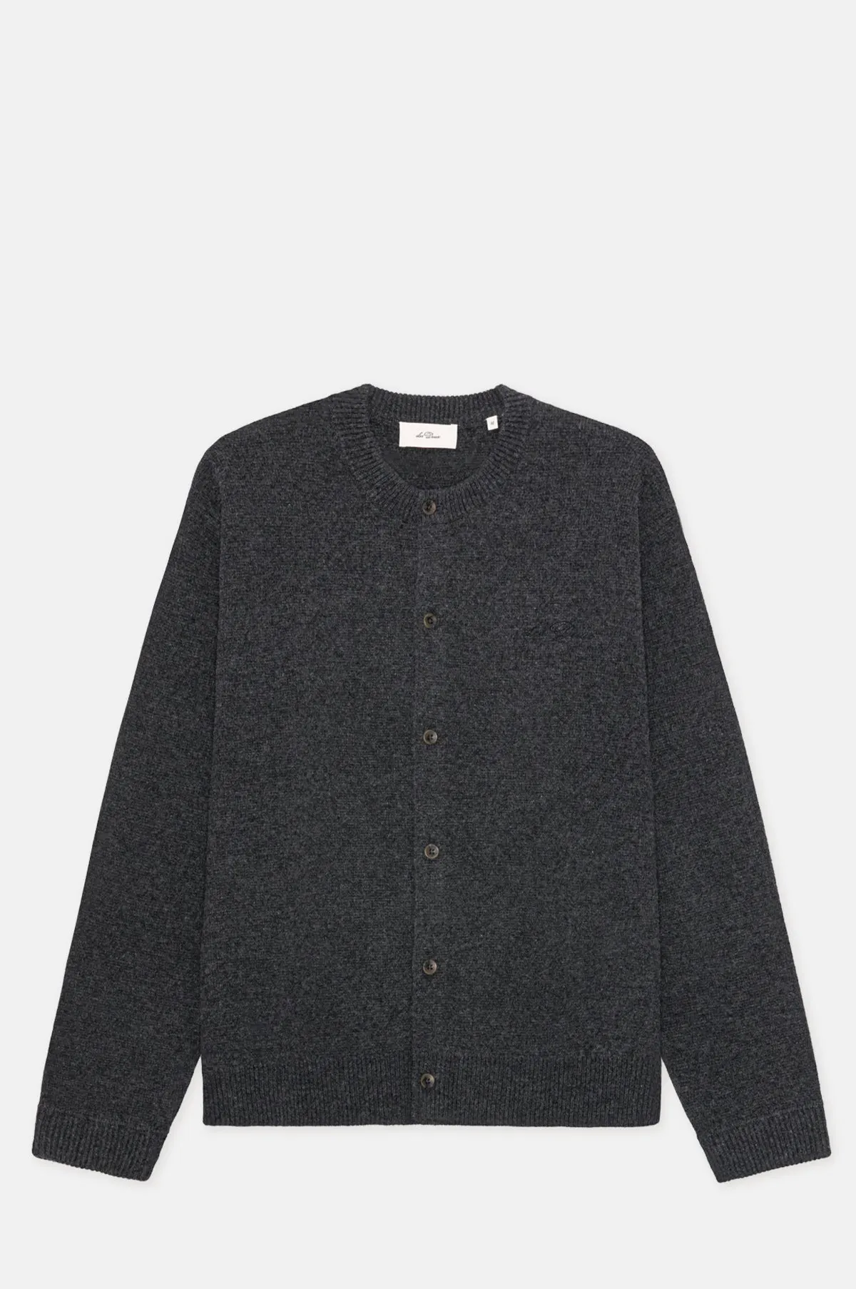 Charcoal Melange Wool Round Neck Cardigan - OEM