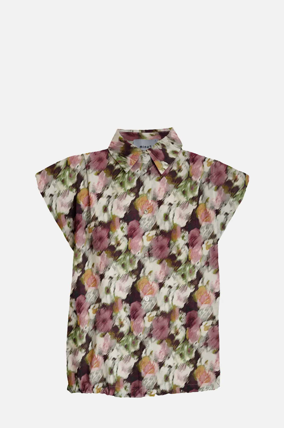 Floral Print Sleeveless Shoulder Pad Shirt - OEM