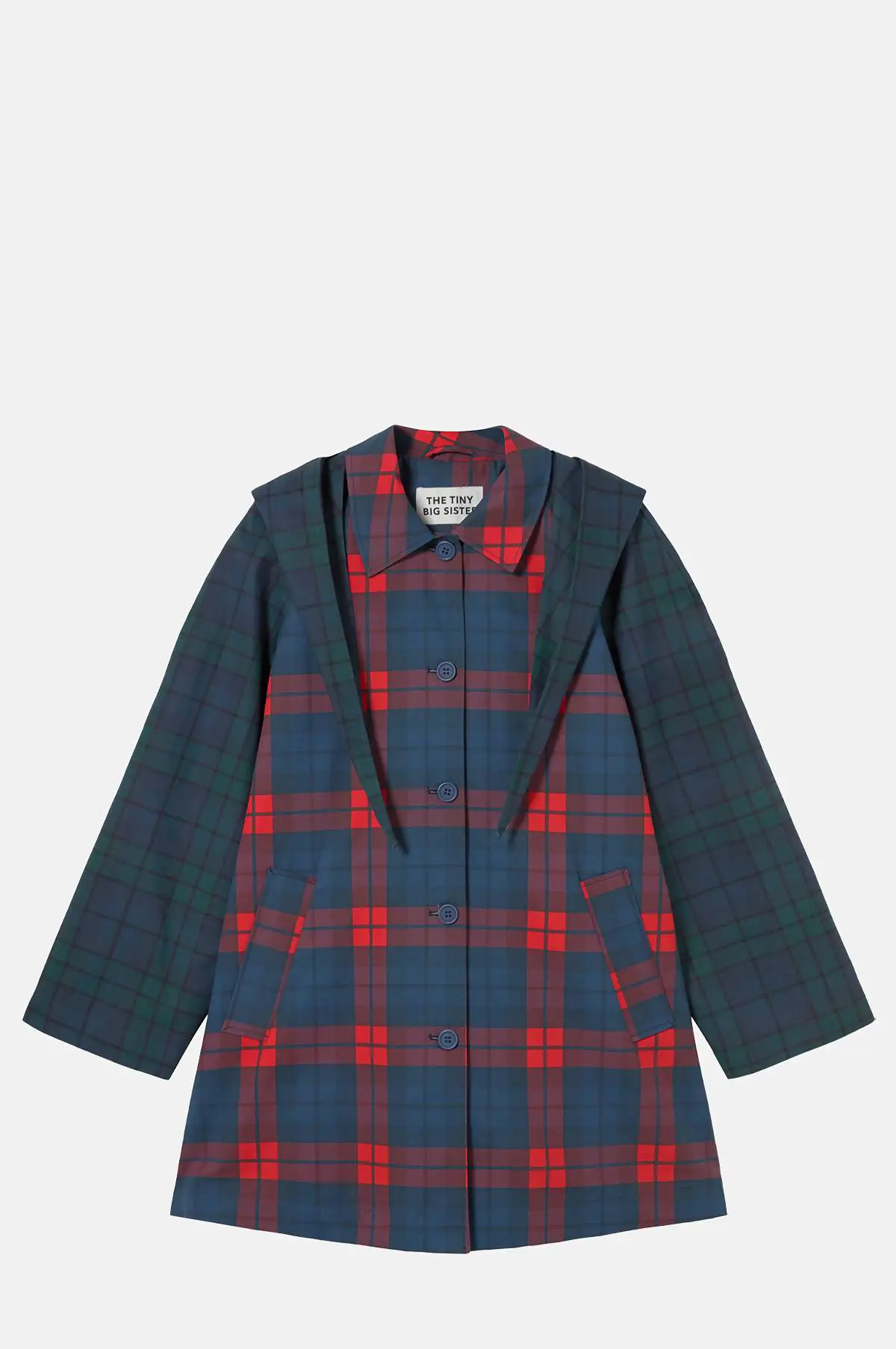 Checked Hooded Padded Cotton Trench Coat - OEM