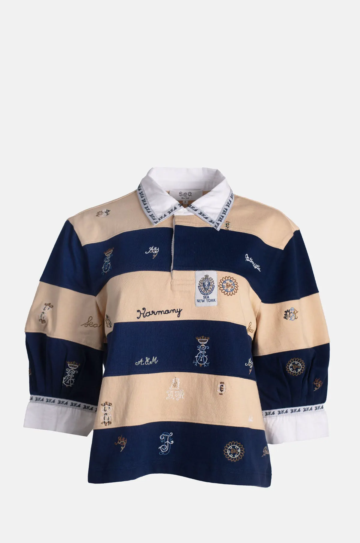 Striped Embroidered Rugby Top - OEM