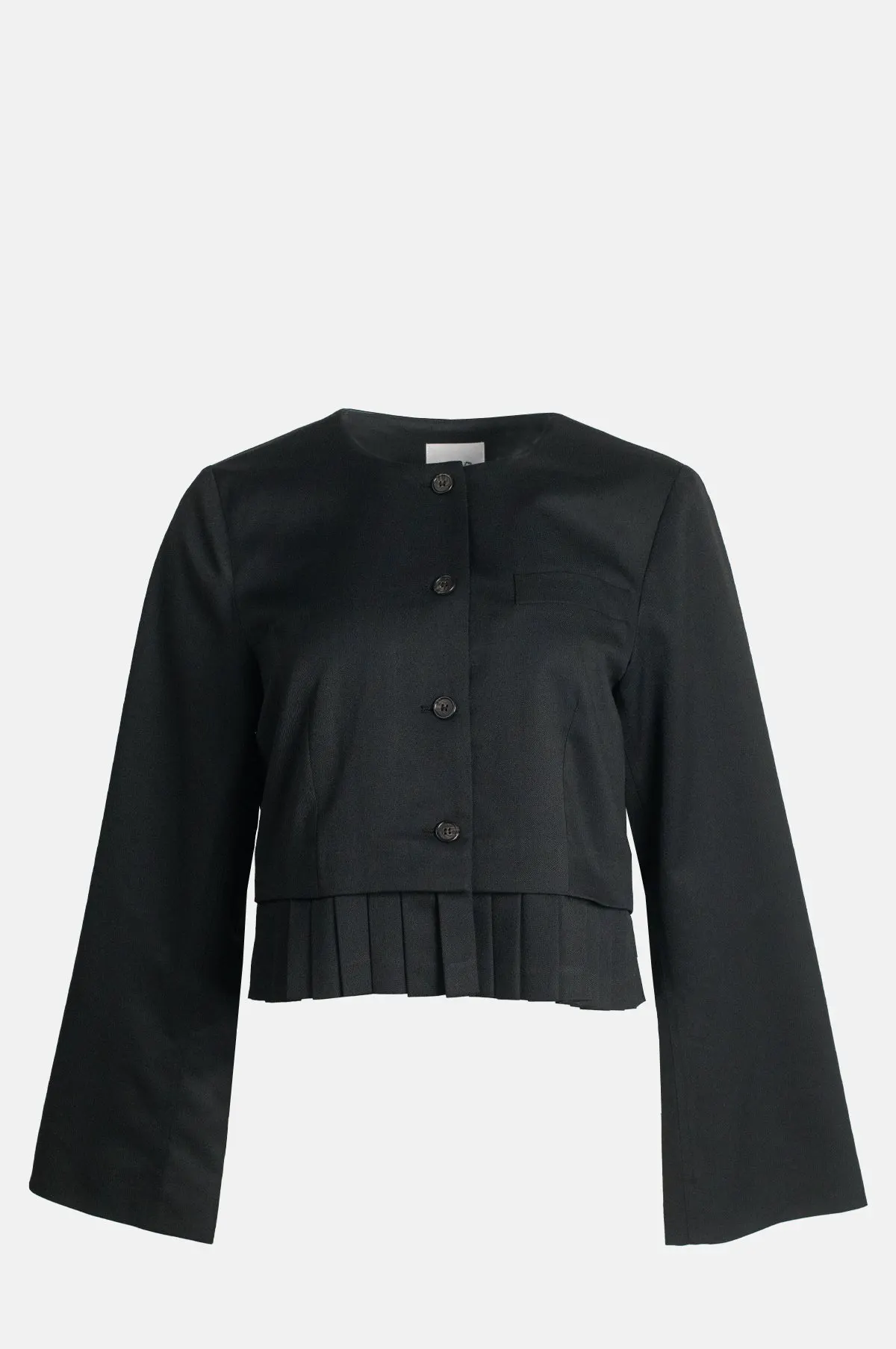 Cropped Pleated Hem Suiting Jacket - OEM