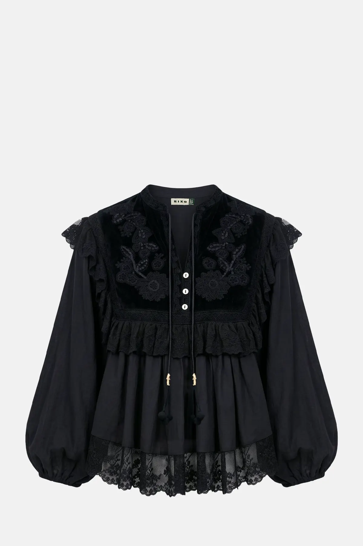 Embroidered Cotton Blouse with Balloon Sleeves - OEM