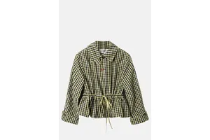 Convertible Oversized Gingham Trench Coat - OEM