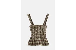 Shirred Square Neck Peplum Cami - OEM