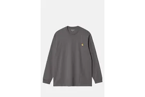 Graphite Long Sleeve Embroidered Organic Cotton T-Shirt - OEM