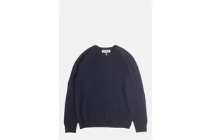 Merino Lambswool Crewneck Sweatshirt Knit Indigo Melange - OEM