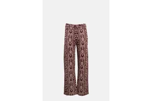 High Waist Wide Leg Printed Wool Blend Trouser - OEM