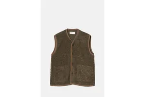 Brown Boucle Fleece Gilet - OEM