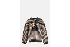 V Neck Merino Sweater with Scarf - OEM